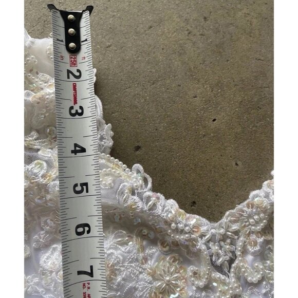 Vintage Bridal Victorian Long Wedding Dress Sz Petite White Ivory Sweetheart - Picture 8 of 16